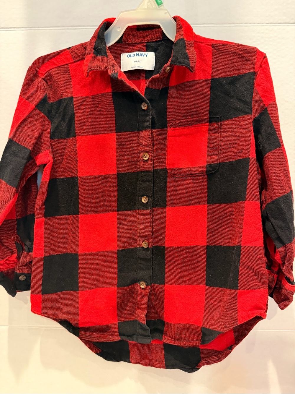 Old Navy Red and Black Buffalo Plaid Button-Down Shirt - Kids